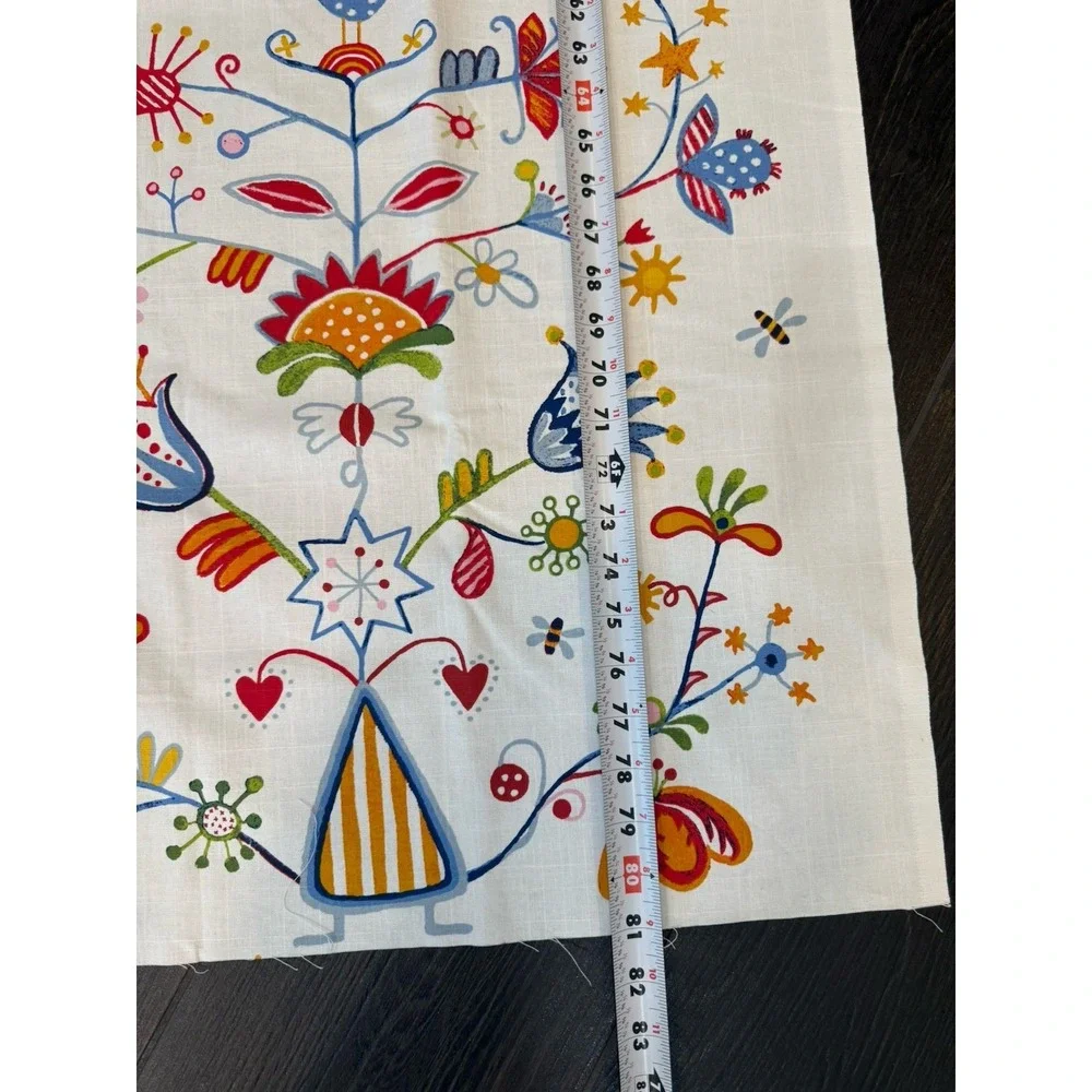 IKEA Alfhild Fagel Cotton Fabric Folk Art  Bird Floral Rare 59x81